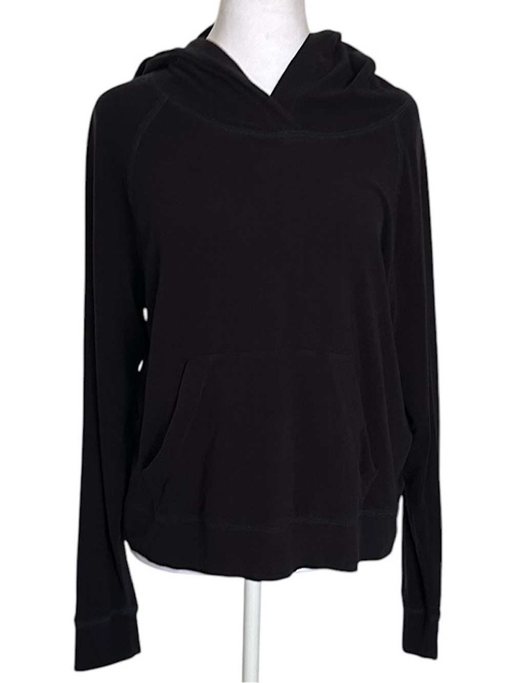 James Perse Hoodie Women’s Size 2 (M) Pocket Lightweight Soft Black Made In USA